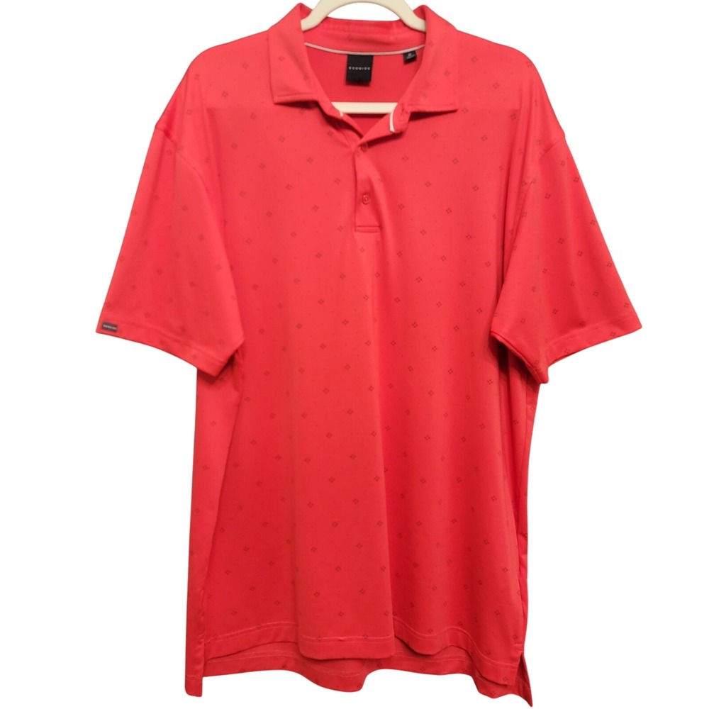 Dunning Golf Polo Mens XL Red Geometric Print Short Sleeve Stretch Moisture Wick